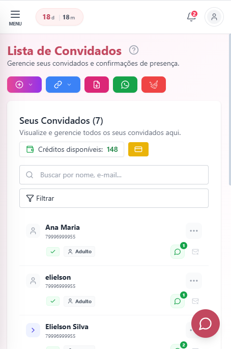 Gestão de Convidados